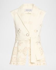 Townes Eyelet Twill Vest at Neiman Marcus